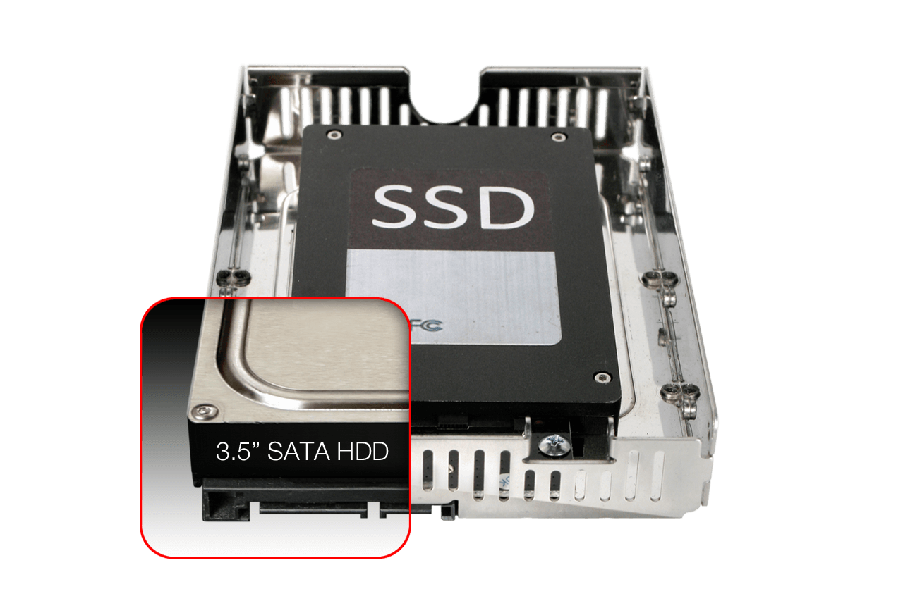 Support de Montage pour HDD/SDD 2.5 pour Baie de Lecteur 3.5 -  Installation sans Outil - Support d'Adaptation pour Disque Dur 2.5 SSD