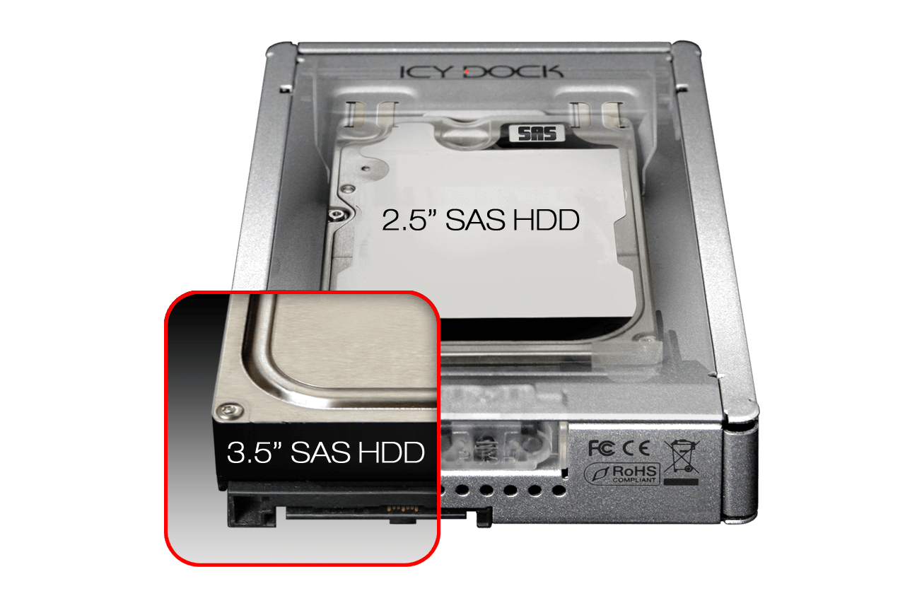 MB982SP-1S_Kit de conversion et de montage pour disques durs et SSD de 2,5  à 3,5 SAS / SATA (22 broches) pour baie de disque interne de 3,5
