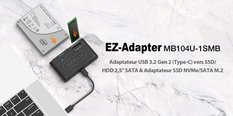 MB104U-1SMB_Adaptateur USB 3.2 Gen 2 (Type-C) vers SSD/HDD 2.5 SATA et SSD  NVMe/SATA M.2
