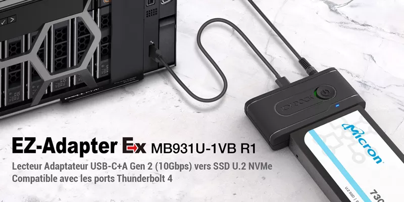 MB931U-1VB R1_Lecteur/Adaptateur SSD U.2 NVMe Thunderbolt 4 vers USB-C/A  Gen 2 (10Gbps)